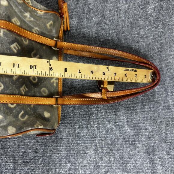 Dooney Bourke Mini Barrel Satchel Brown Logo Canvas Leather Heart Charm Y2K - Picture 15 of 16